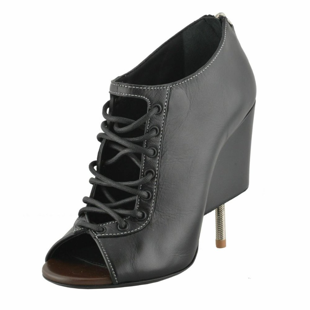 Givenchy Womens Black Leather Open Toe Ankle Boots